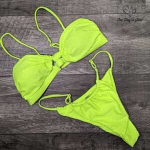 Amzbrly Tie Knot Keyhole Bikini Swimsuit Size L